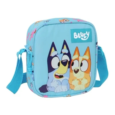 Image of Safta BLUEY Small Messenger Bag, Children&#039;s Shoulder Ideal for Children from 5 to 14 Years, Comfortable and Versatile, Quality Resistance, 16 x 4 18 cm, Sky blue, light Estándar,