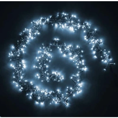 Image of Best Artificial 5m Bright White Connectable Cluster LED Outdoor Waterproof String Lights Mains UK Plug 8 Multi Function Xmas Garden Christmas Party Fairy