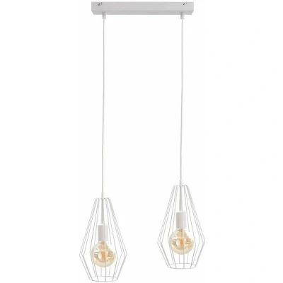 Image of Lex Bar Pendant Ceiling Light White, 50cm, 2x E27