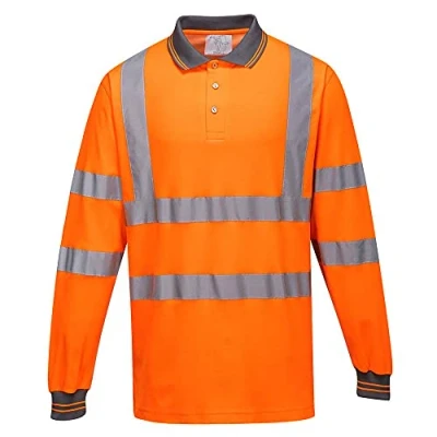 Image of Portwest Long Sleeved Cotton Comfort Polo Orange Large