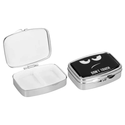 Image of kwmobile Small Pill Box Set 2in1 2x Stainless Steel and Plastic Organizer Protective Case with 2 Compartments Boxes for Medicines Pills