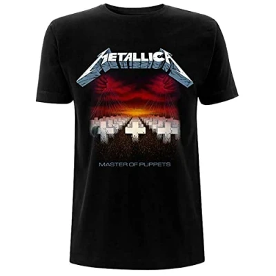 Image of Metallica Men&#039;s Master of Puppets Tracks BL_TS: L T Shirt, Black (Black Black), Large (Size:Large)