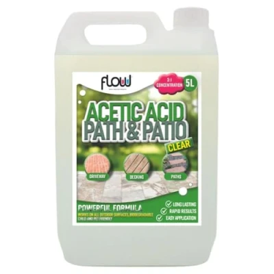 Image of Flow Super Strength Acetic Acid Concentrated Vinegar Glyphosate Free Horticulture Patio, Garden Path &amp; Driveway Clearing (5 Litre)