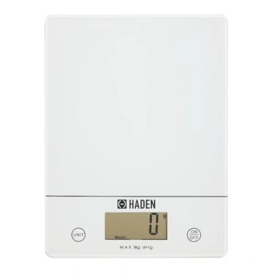 Image of Sabichi White Digital Kitchen Scales Food Scale With Tempered Glass Platform Electronic LCD Display Multifunctional for Home and Baking, 5kg/11lb