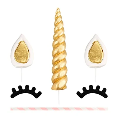 Image of Jagowa Unicorn Cake Topper Set, Horn, Ears and Eyelashes Decorations Party Supplies for Birthday Baby Shower Wedding (Small)