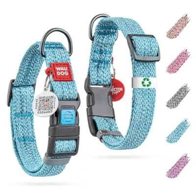 Image of Re Cotton Dog Collar Eco Friendly Alt to Nylon for Small Medium and Large Dogs Reflective Collars with QR ID Tag Puppy Breed Adjustable Male Female