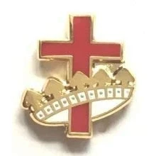 Image of Emblems Gifts Masonic Knights Templar Cross &amp; Crown Gold Plated Enamel Lapel Pin Badge