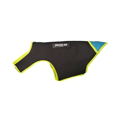 Image of Julius K9 IDC Neoprene Dog Jacket, Size: L, Black and Aquamarine