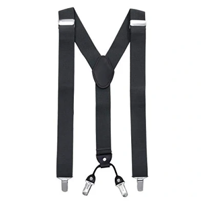 Image of MASADA men&#039;s Braces, suspender with strong clips smoothly adjustable 3.5 cm wide fits for up to 195 body height dark Grey