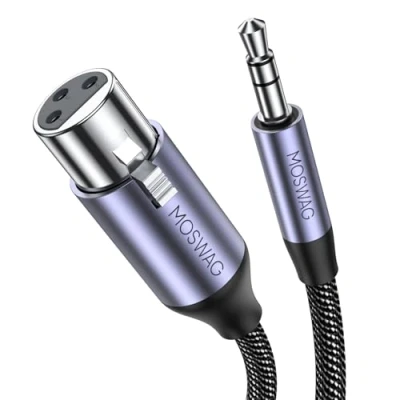 Image of MOSWAG 3.5mm Mini Jack to XLR Cable Unbalanced, Microphone Cable, 3 pin Female Mic Audio Connector Compatible with Computer, (1M)