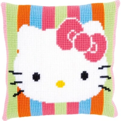Image of Vervaco Cross Stitch Cushion Hello Kitty Striped