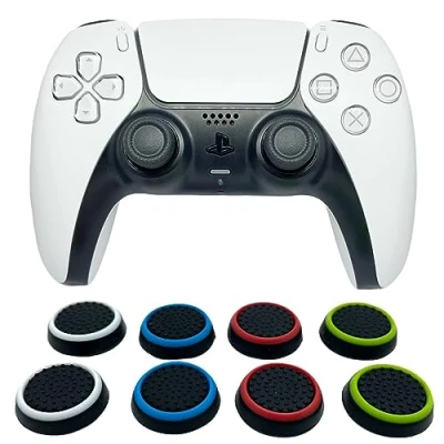 Image of Youji® 4 Pairs/8 PCS Replacement Silicone Analog Controller Joystick Thumb Stick Grips Caps Cover for PS4 PS3 PS2 Xbox One/360 Game White