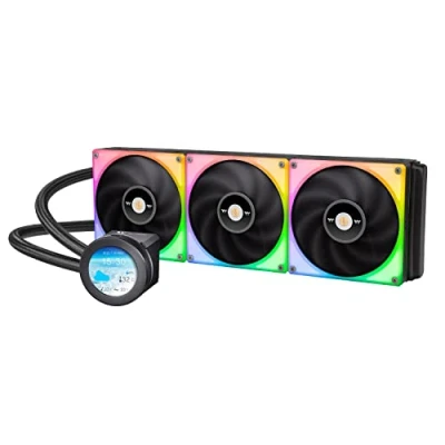 Image of Thermaltake TOUGHLIQUID Ultra 420 RGB CPU Liquid Cooler, AMD(AM5/AM4) Intel(LGA 1700/1200), 2.1 Inch Rotational LCD Display 2000RPM Radiator Fan, TT Plus 2.0. Software, CL W370 PL14SW A,Black