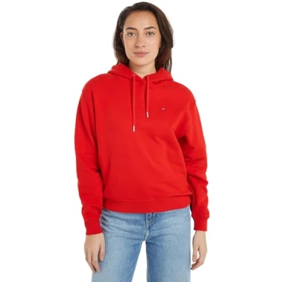 Image of Tommy Hilfiger Women&#039;s REG FLAG ON CHEST HOODIE Fierce Red L
