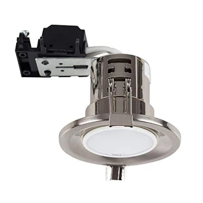 Image of MiniSun Modern Fire Rated Brushed Chrome GU10 Recessed Ceiling Downlight/Spotlight