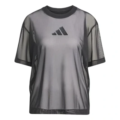 Image of adidas Sportswear SOFT LUX MESH TEE Print Tshirt, Women&#039;s, Size: XL, Black