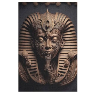 Image of Egyptian Pharaoh Jigsaw Puzzles for Kids 1000 Pieces 3d Wooden Puzzle Decompression Game Adults Women Girl Family Gathering Educational Toys （78x53cm）