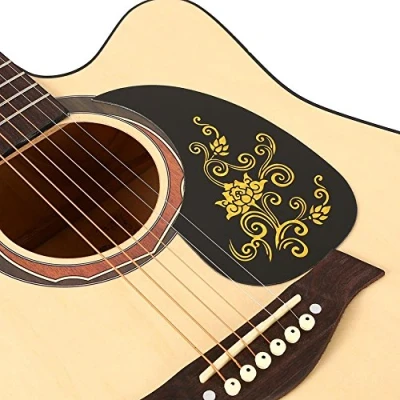 Image of Acoustic Guitar Shield, 40/41 Inch 2 Pieces Pickguard Pick Guard Sticker for Upgrade Accessory (Drop Shape)(Gold Vine)