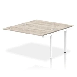 Image of Impulse Bench B2B Ext Kit 1400 White Frame Office Desk Grey Oak