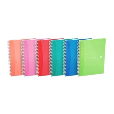 Image of Oxford My Colours Set of 5 Spiral Bound Polypropylene Notebooks A5 Petits Carreaux Assorted