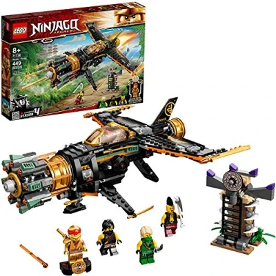 Image of LEGO NINJAGO Legacy Boulder Blaster 71736 Airplane Toy Featuring Collectible Figurines, New 2021 (449 Pieces)