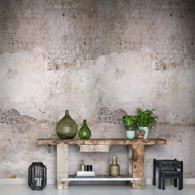 Image of Grandeco Brick and Plaster 3 Lane repeatable Textured Mural, 2.8 x 1.59m