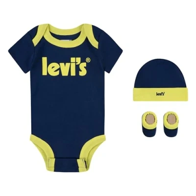 Image of Levi&#039;S Kids Lhn Poster Logo 3Pc Boxset Unisex 0 6 Months Colony Blue