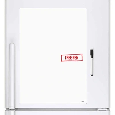Image of CKB Ltd A4 Blank Dry Wipe Magnetic Whiteboard Fridge Board Magnet Notice Signage Sheet with Marker White Pen Drywipe Kitchen Memo Large Daily Planner (A4)