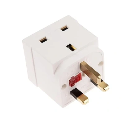 Image of 2 way block plug in mains adaptor double 3 pin 13a