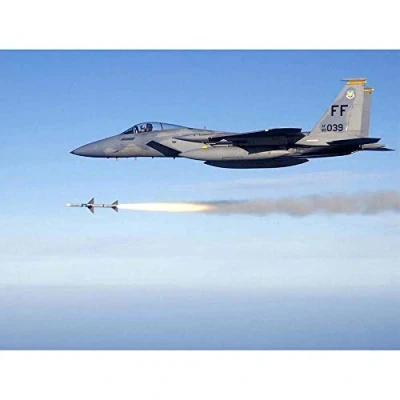Image of Wee Blue Coo Military Air Plane Fighter Jet Usaf F15C Sparrow Missile Art Print Poster Wall Decor 12X16 Inch