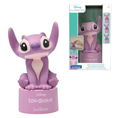 Image of LEXIBOOK NS01D1 Disney Stitch, Angel Nightlight with Speaker, Color Change, Soft Light, Battery Operated