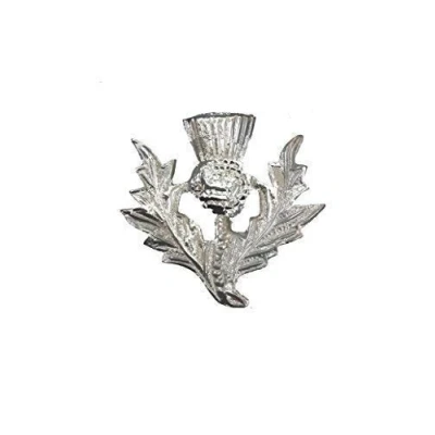 Image of Tartancity Scottish Highland Thistle Cap Badges/Glengarry Hat Badge Pin Silver/Military