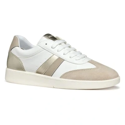 Image of Geox Women&#039;s D MELEDA B Sneaker, White/Lt Taupe, 2.5 UK