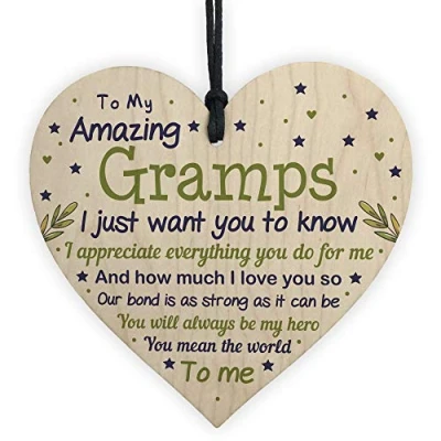 Image of RED OCEAN Cute Gramps Birthday Christmas Wooden Heart Gifts From Grandchildren Grandparent Plaque