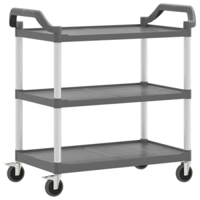 Image of vidaXL 3 Tier Trolley Lightweight and Sturdy Aluminium/Polypropylene Cart 99x50x96cm Grey Kitchen/Dining/Storage