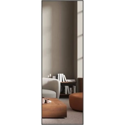 Image of nielsen Wall Mirror 50x150cm, Aluminium, Alpha Black Décor with Hanging Set, Hallway Mirror, Bedroom Décor, Mirrors for Bedrooms and Living Room Matt