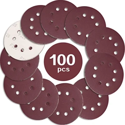 Image of STEBRUAM 100PCS 125mm Sanding Discs 320 Grit, 5 Inch 8 Hole Hook and Loop Pads for Random Orbital Sander