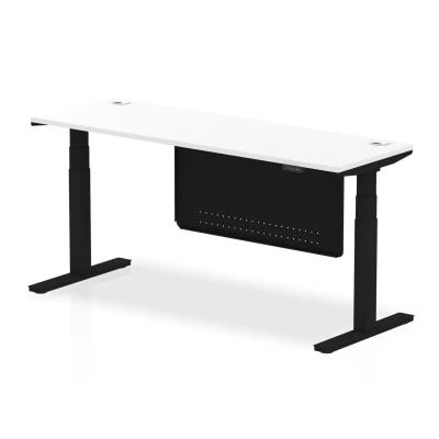 Image of Air 1800x600 Height Adjustable Desk White CP Black Leg Modesty Panel
