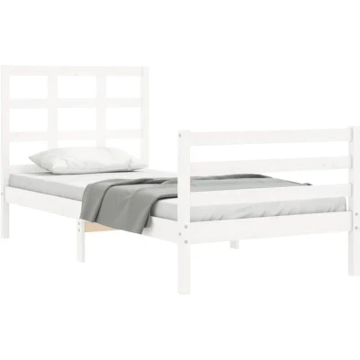Image of vidaXL Bed Frame without Mattress White 90x200 cm Solid Wood Pine