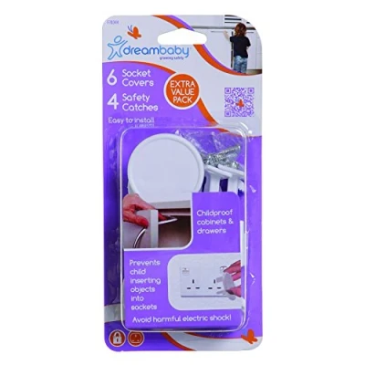 Image of Dreambaby Pack of 6 Socket Covers and 4 Safety Catches (White)