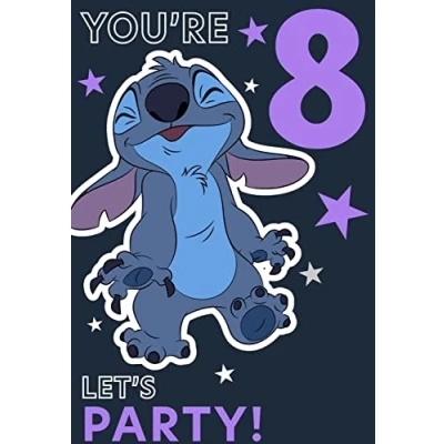 Image of Cards Hallmark Disney Lilo &amp; Stitch 8th Birthday You&#039;re 8 Let&#039;s Party!