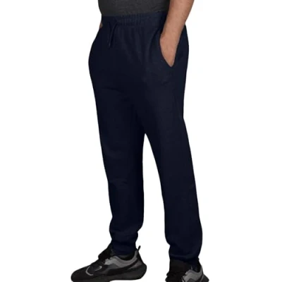 Image of True Face Mens Fleece Joggers Jogging Ribbed Bottoms Sweatpants with Zip Pockets Casual Elasticated Pants Tracksuit Trousers for Workouts and Sports Navy XXL