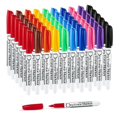 Image of Volcanics Black Whiteboard Pens White Board Markers Dry Wipe for No toxic Fine tip Thin Box Pack of 36