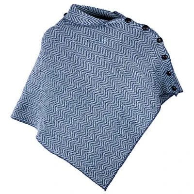 Image of Irish Knit Poncho for Women Herringbone Merino Wool Cardigan Made in Ireland, Gray, One Size/Plus