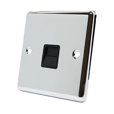Image of AET CPCTELMBL Polished Chrome Classical Telephone Master Black Insert BT Phone Socket, 240 V