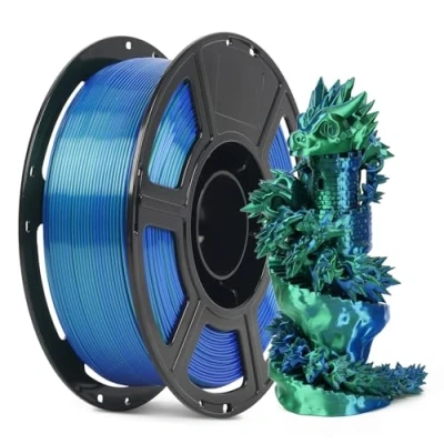 Image of FLASHFORGE Silk Bi Color PLA Filament 1.75mm, Coextrusion Bright Blue &amp; Green Dual Multicolor 3D Printer Filament, Enchanting Finish with 360 Shifting Effect
