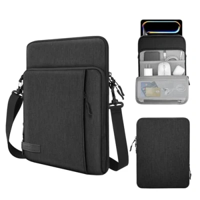 Image of MoKo 12.9 Inch Tablet Sleeve Bag Carrying Case with Pockets Fits iPad Pro M2 2022/2021/2020/2018,Surface Laptop Go 12.4&quot;,Galaxy Tab S8+ 12.4&quot;, Black &amp; Gray