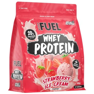 Image of Bodyfuel Whey Protein Powder 20g for Muscle Recovery &amp; Weight Management Low Calorie, Keto Friendly (900g 27 Servings) (Strawberry Ice Cream)
