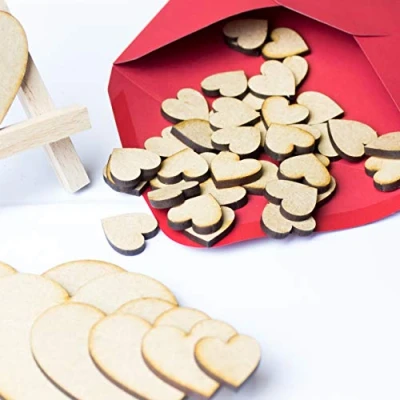 Image of Wooden Hearts Pack of 25 / MDF Craft Shapes Blanks 20mm 30mm 40mm 50mm 60mm (40mm)