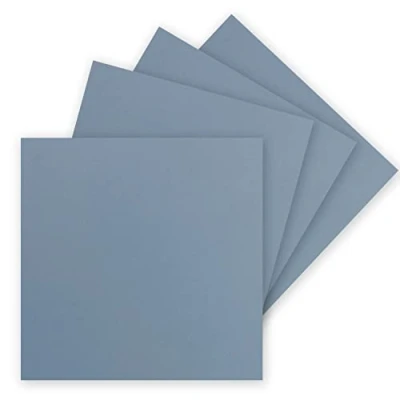 Image of 50 single cards square 15 x cm in grey blue (blue) 240 g m² blank craft cards, postcards, cardboard clay paper quality